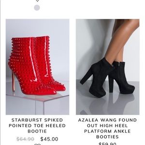 Red spiked bootie heels